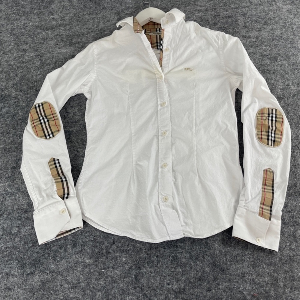 Burberry London Women's Shirt XS Button up
Elbow Patchwork White Defect n327
